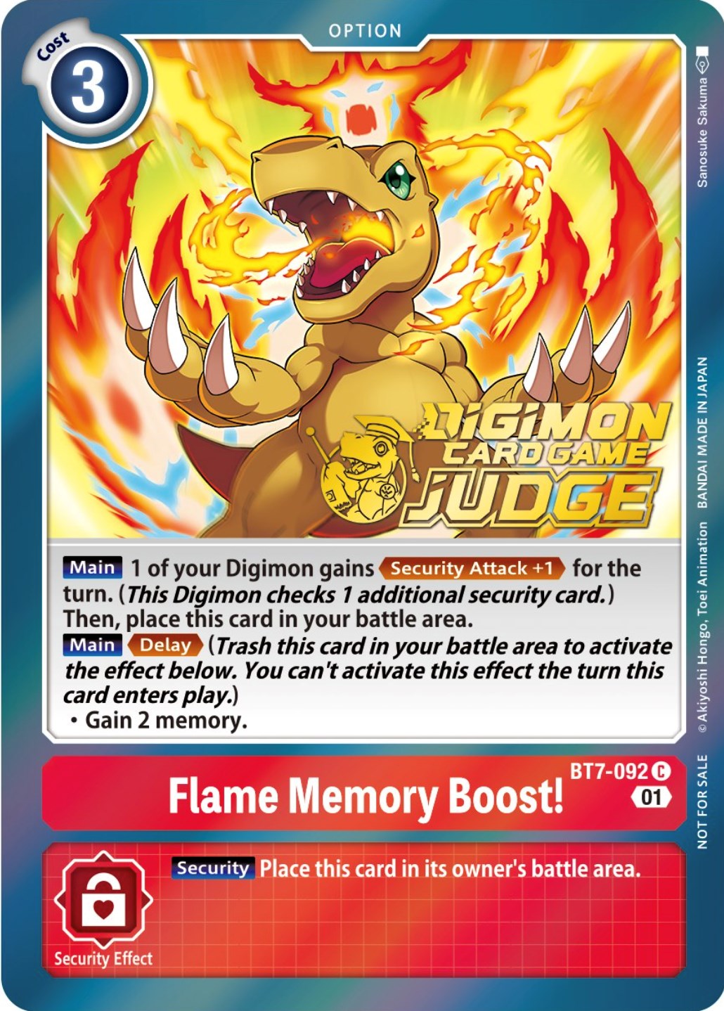 Flame Memory Boost! [BT7-092] (Judge Pack 3) [Next Adventure Promos] | Mindsight Gaming