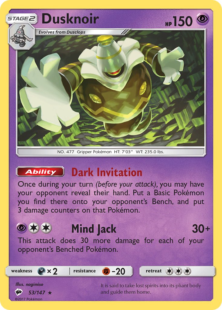 Dusknoir (53/147) (Theme Deck Exclusive) [Sun & Moon: Burning Shadows] | Mindsight Gaming