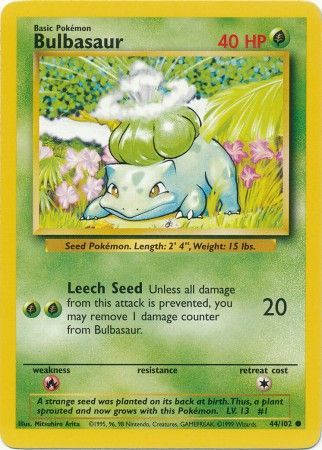 Bulbasaur (44/102) [Base Set Unlimited] | Mindsight Gaming