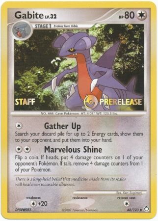 Gabite (48/123) (Staff Prerelease Promo) [Diamond & Pearl: Black Star Promos] | Mindsight Gaming