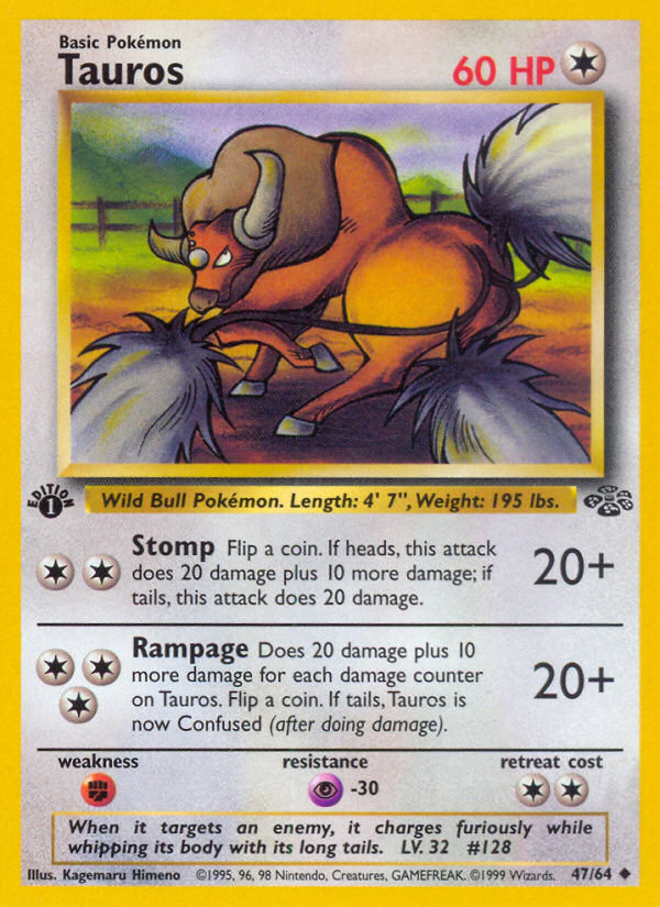 Tauros (47/64) [Jungle 1st Edition] | Mindsight Gaming