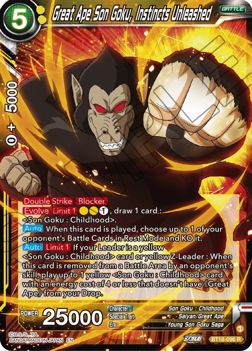 Great Ape Son Goku, Instincts Unleashed (BT18-096) [Dawn of the Z-Legends] | Mindsight Gaming