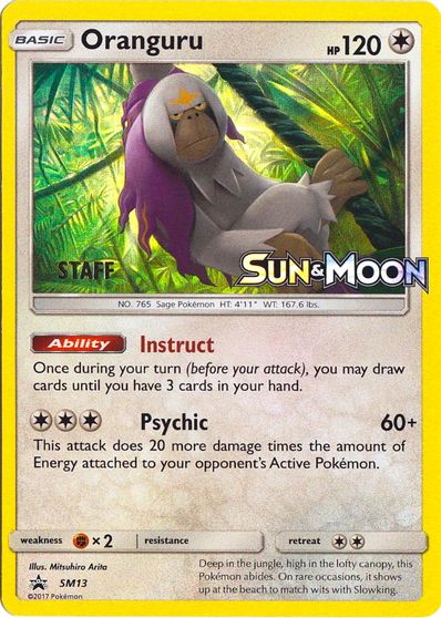 Oranguru (SM13) (Staff Prerelease Promo) [Sun & Moon: Black Star Promos] | Mindsight Gaming