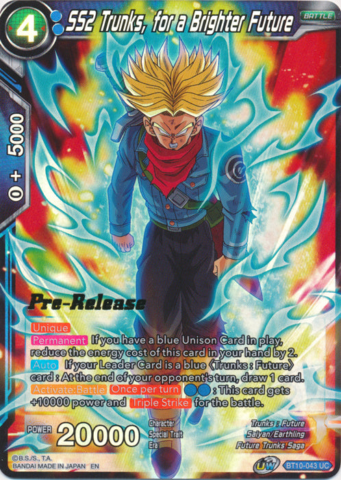 SS2 Trunks, for a Brighter Future (BT10-043) [Rise of the Unison Warrior Prerelease Promos] | Mindsight Gaming