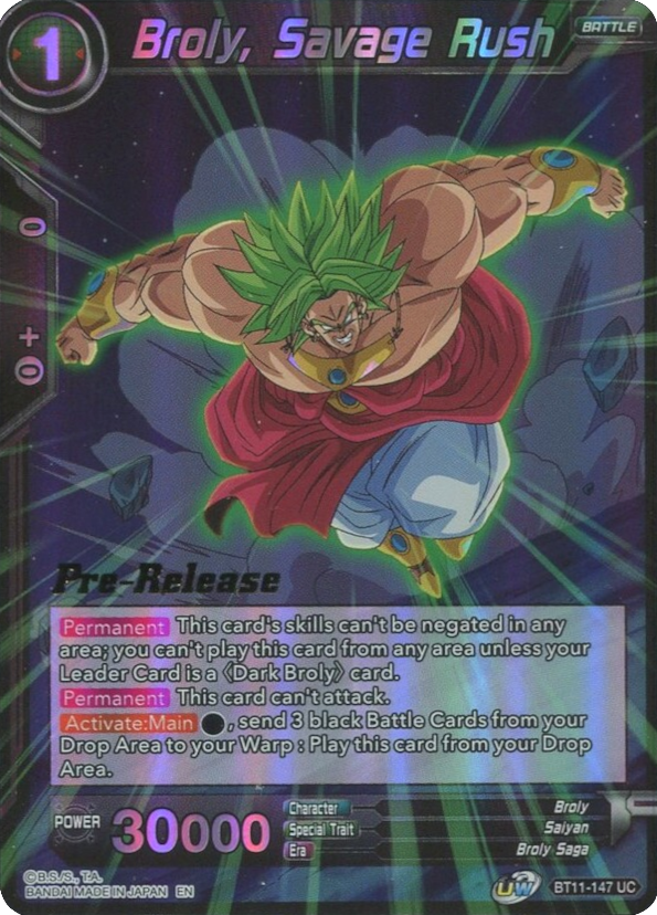 Broly, Savage Rush (BT11-147) [Vermilion Bloodline Prerelease Promos] | Mindsight Gaming