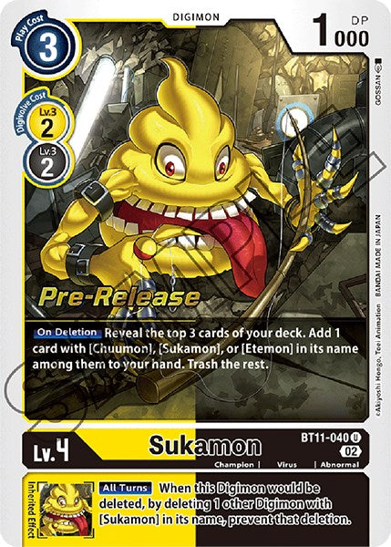 Sukamon [BT11-040] [Dimensional Phase Pre-Release Promos] | Mindsight Gaming