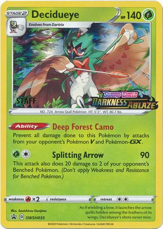 Decidueye (SWSH035) (Staff Prerelease Promo) [Sword & Shield: Black Star Promos] | Mindsight Gaming