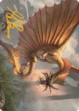 Ancient Gold Dragon Art Card (28) (Gold-Stamped Signature) [Commander Legends: Battle for Baldur's Gate Art Series] | Mindsight Gaming