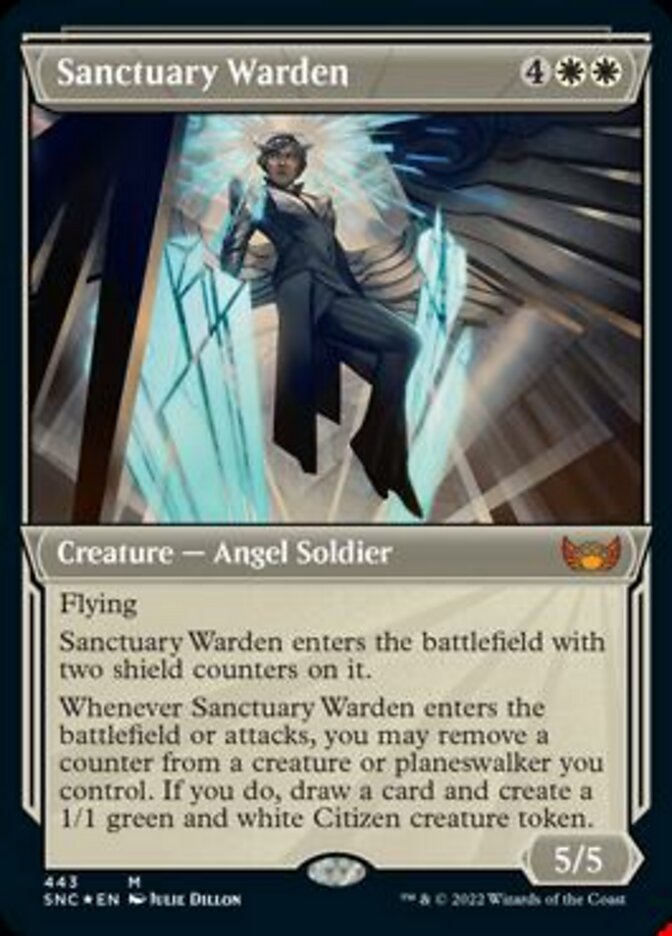 Sanctuary Warden (Showcase Art Deco Foil Etched) [Streets of New Capenna] | Mindsight Gaming