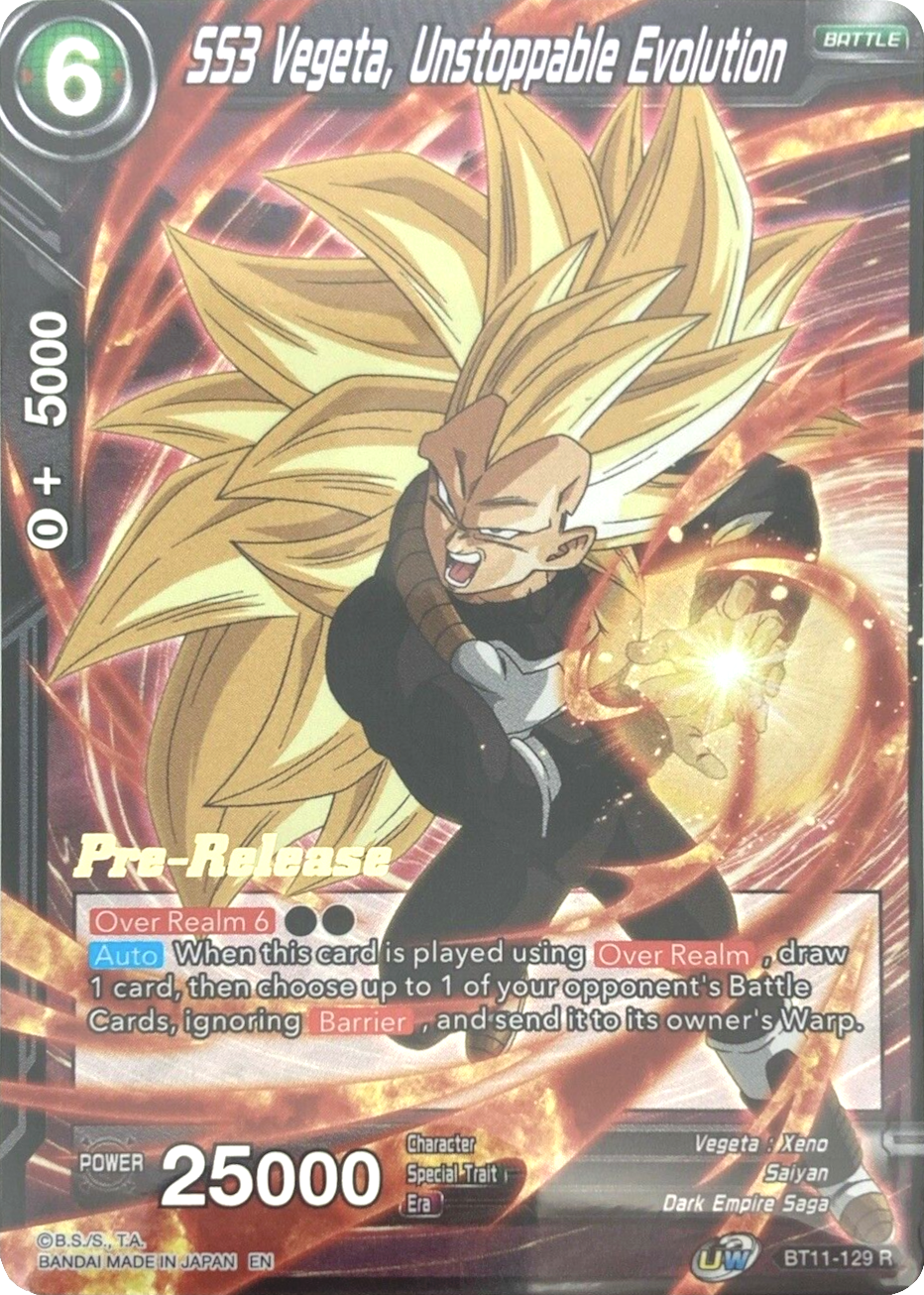 SS3 Vegeta, Unstoppable Evolution (BT11-129) [Vermilion Bloodline Prerelease Promos] | Mindsight Gaming