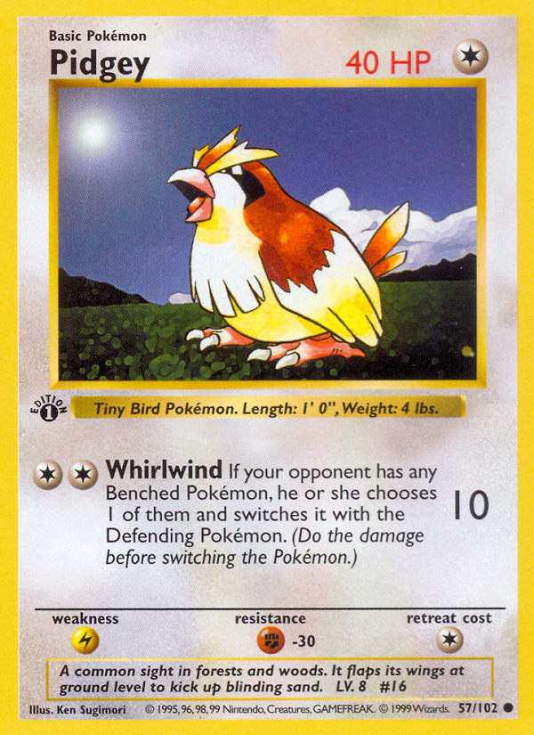 Pidgey (57/102) (Shadowless) [Base Set 1st Edition] | Mindsight Gaming