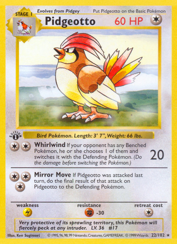 Pidgeotto (22/102) (Shadowless) [Base Set 1st Edition] | Mindsight Gaming