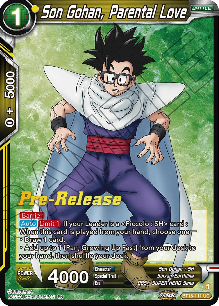 Son Gohan, Parental Love (BT18-111) [Dawn of the Z-Legends Prerelease Promos] | Mindsight Gaming