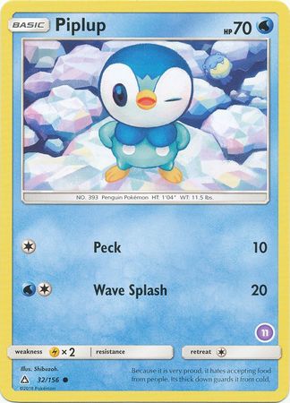 Piplup (32/156) (Deck Exclusive #11) [Sun & Moon: Trainer Kit - Alolan Sandslash] | Mindsight Gaming