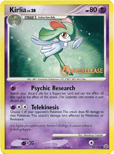 Kirlia (53/132) (Prerelease Promo) [Diamond & Pearl: Black Star Promos] | Mindsight Gaming