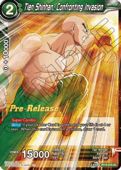 Tien Shinhan, Confronting Invasion (BT15-078) [Saiyan Showdown Prerelease Promos] | Mindsight Gaming