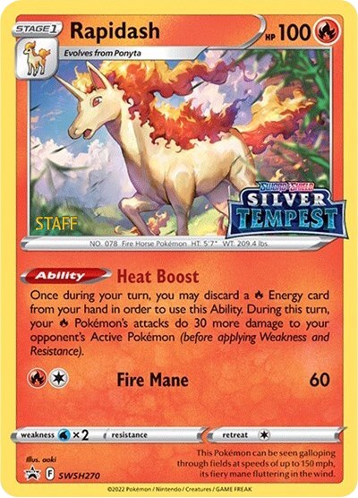 Rapidash (SWSH270) (Prerelease) (Staff) [Sword & Shield: Black Star Promos] | Mindsight Gaming