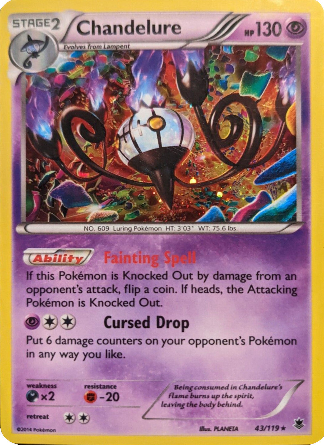 Chandelure (43/119) (Cosmos Holo) [XY: Phantom Forces] | Mindsight Gaming