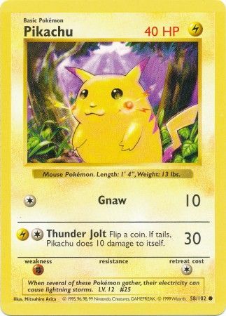 Pikachu (58/102) (Red Cheeks Misprint) [Base Set Shadowless Unlimited] | Mindsight Gaming