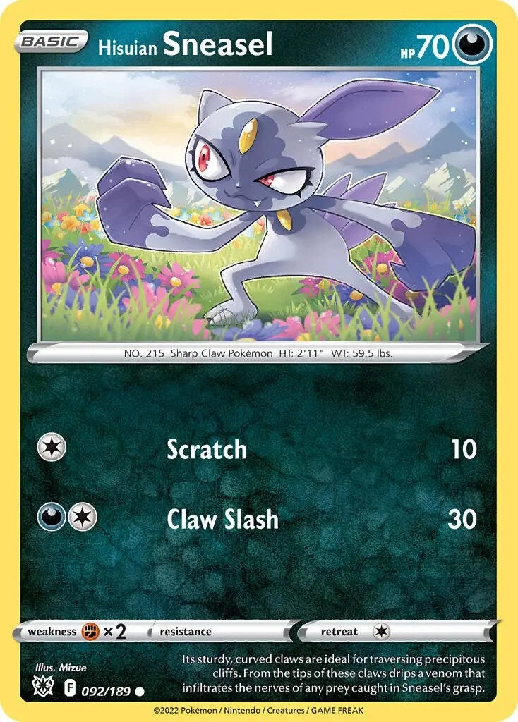 Hisuian Sneasel (092/189) (Theme Deck Exclusive) [Sword & Shield: Astral Radiance] | Mindsight Gaming