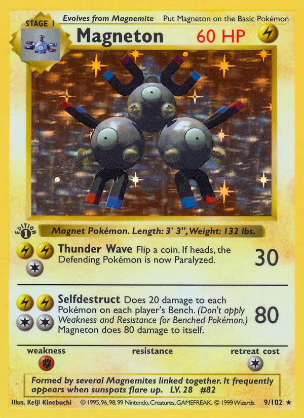 Magneton (9/102) (Shadowless) [Base Set 1st Edition] | Mindsight Gaming