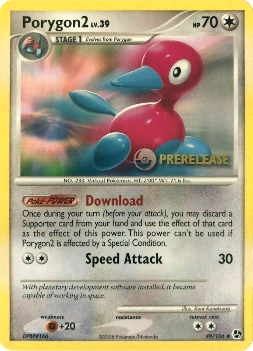 Porygon2 (49/106) (Prerelease Promo) [Diamond & Pearl: Black Star Promos] | Mindsight Gaming