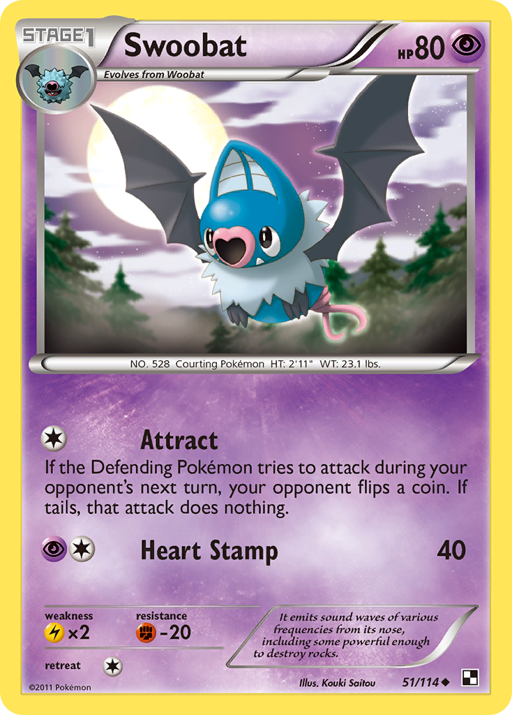 Swoobat (51/114) [Black & White: Base Set] | Mindsight Gaming