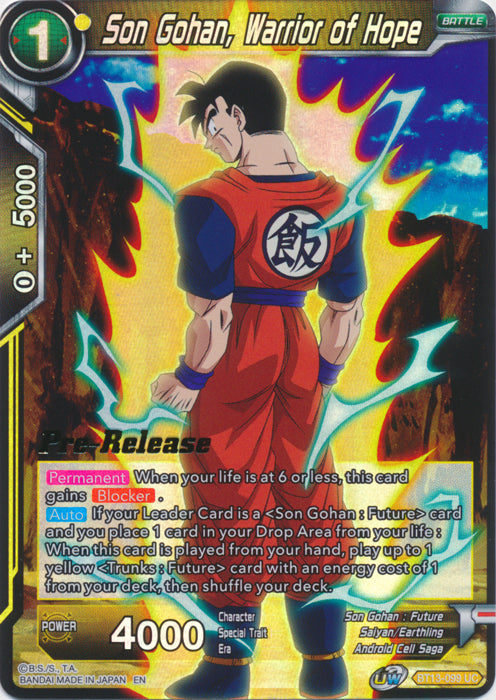 Son Gohan, Warrior of Hope (BT13-099) [Supreme Rivalry Prerelease Promos] | Mindsight Gaming