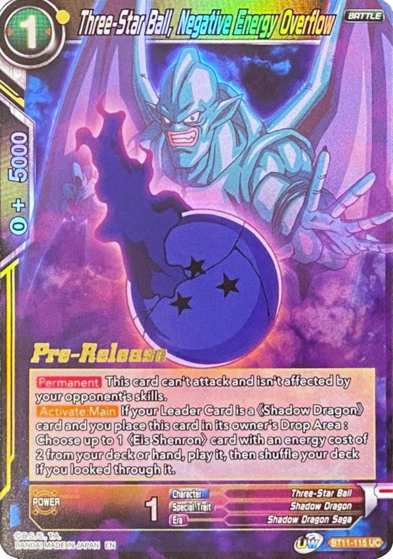 Three-Star Ball, Negative Energy Overflow (BT11-115) [Vermilion Bloodline Prerelease Promos] | Mindsight Gaming